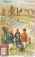 Chromo allemand Liebig illustrant les guerres anglo-afghanes.