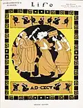 Couverture du magazine américain « Life » en 1913. L'un des personnages féminins porte une pancarte « Nous voulons nos droits ».