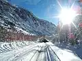 L'entrée nord du tunnel en hiver.
