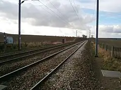 La ligne à Saint-Germain-de-la-Grange, au passage à niveau n° 7.