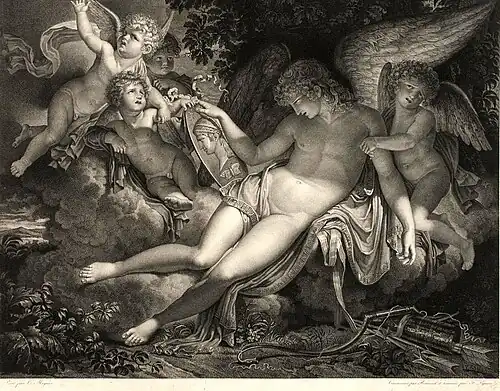 L'amour considérant le portrait de Psyché, d'après Charles Meynier, avec Antoine-Louis Romanet (1810).