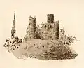 Château d'Harcourt à Lillebonne - Dessin Louis de Bonnechose (voyage en Normandie, 1828)
