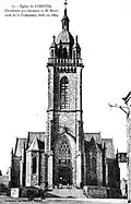 Limerzel : l'église paroissiale vers 1925 (carte postale).