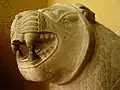 Détail d'une statue de lion gardienne d'entrée, Zincirli, Xe et VIIIe&nbsp;siècles av. J.-C. Musée des civilisations anatoliennes d'Ankara.