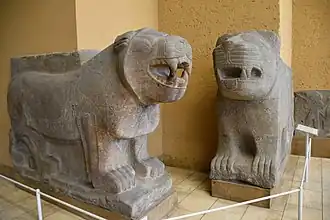 Lions gardiens de portes. Zincirli, ancienne Sam'al, Pergamon Museum.
