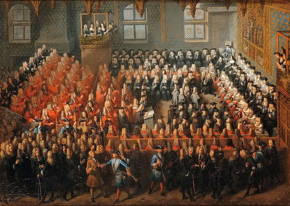 Réunion du Parlement de Paris dans la Grande Chambre (1715).