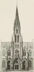 Deuxième projet de façade pour la reconstruction, lithographie de Prosper Morey.