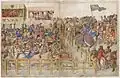 Le sens du mouvement dans le Livre des tournois, f.76v-77.