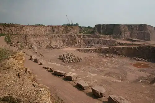 Carrière de rhyolite en Saxe-Anhalt (Allemagne).
