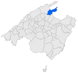 Localisation d'Alcúdiadans l'île de Majorque.