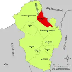 dans la comarque de l'Alcalatén (jusqu'en 2022).