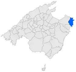Localisation de Capdeperadans l'île de Majorque.