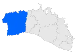 Localisation de Ciutadella de Menorcadans l'île de Minorque.