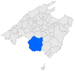 Localisation de Llucmajordans l'île de Majorque.