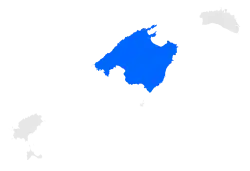 Localisation de l'île Majorquedans les îles Baléares.