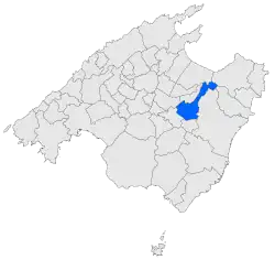 Localisation de Petradans l'île de Majorque.