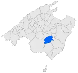 Localisation de Porreresdans l'île de Majorque.