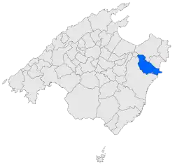 Localisation de Sant Llorenç des Cardassar dans l'île de Majorque.