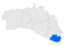 Localisation de Sant Lluísdans l'île de Minorque.