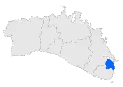 Localisation d'Es Castelldans l'île de Minorque.