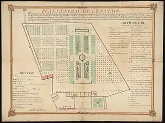 Lodève, plan de l'enclos du palais épiscopal 1736.