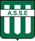 Ecu à rayures verticales blanches et vertes barrées d'un bandeau « ASSE »