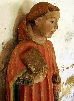 Statue de saint Laurent, kersanton polychrome de Roland Doré.