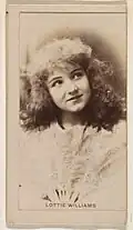 Lottie Williams dans une publicité pour des cigarettes (1890).