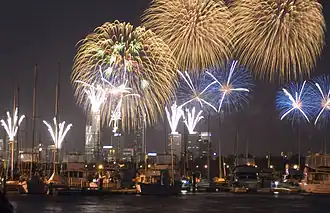 Feux d'artifice, à Perth, à l'occasion de l'Australia Day.