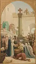 Esquisse de Louis Charles Timbal, Sainte Geneviève distribuant le pain aux pauvres pendant le siège de Paris.