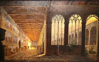 Le Campo Santo de Pise, huile sur toile recto : tableau vu éclairé, 1834-1839