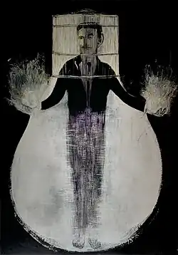 Nikola Tesla, technique mixte sur toile 300&nbsp;×&nbsp;200&nbsp;cm