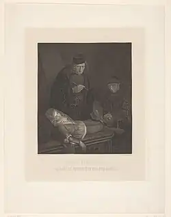 Luca Signorelli peignant son fils mort, gravure d'après Alexandre Robert, gravure d'après Jean-François Portaels.