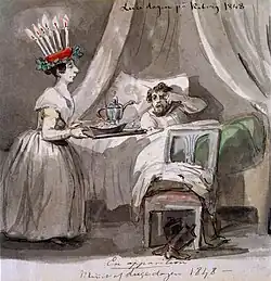 Célébrations de la Saint-Lucie au château de Koberg à Västergötland 1848. Aquarelle.