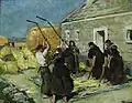 Lucien Simon : Le battage des blés aux fléaux (huile sur toile).