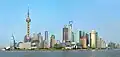 Panorama de Lujiazui vu du Bund, à travers le Huangpu (2008)