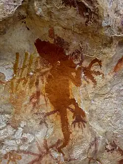 Peinture ancienne de lézard, l'une des plus anciennes peintures rupestres d'Indonésie