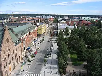 La rue Storgatan vue de l'Hôtel de ville.