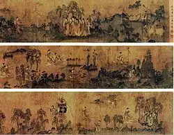 Récit de la nymphe de la rivière Luo. Copie d'après Gu Kaizhi datant de la dynastie Song. Rouleau horizontal (détails), encre et couleurs sur soie. Musée du Palais, Pékin.