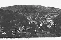 Vue du village avec la gare, début XXe&nbsp;siècle.