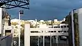 Charpente métallique du mail piétonnier, tour végétalisée de parking et trémies