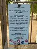 Panneau à l'entrée du square Lafont en mai 2019.