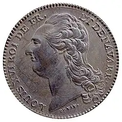 Écu de 6 livres Louis XVI, avers, argent, 1789-1790.