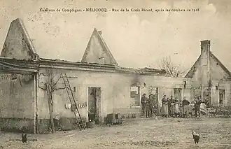 Les ruines du village  après les combats de juin 1918.