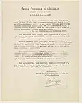 Attestation en faveur de Mélinée Manouchian délivrée en 1964 par le lieutenant-colonel Rol Tanguy (FFI)