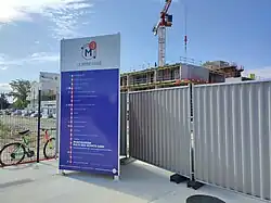 Métro Toulouse M3 - Station Montaudran Piste des Géants - Panneau travaux préparatoires 6 mai 2022
