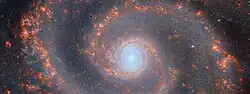 Détail de M51 imagé par l'instrument NIRCam du télescope spatial James Webb (infrarouge proche).