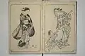 Nishikawa Sukenobu.  Beautés féminines. Deux pages en vis-à-vis, du précédent album. The Metropolitan Museum of Art