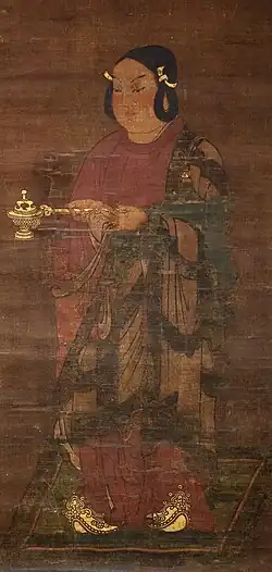 Toba Sōjō. Shōtoku à seize ans, XIIe&nbsp;siècle, époque Nanboku-chō, encre, couleur et or sur soie, 82,6&nbsp;×&nbsp;52,2&nbsp;cm, Metropolitan Museum of Art, New York.