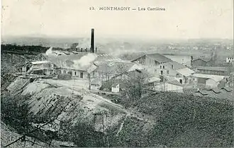 Une des carrières de Montmagny au début du XXe&nbsp;siècle.